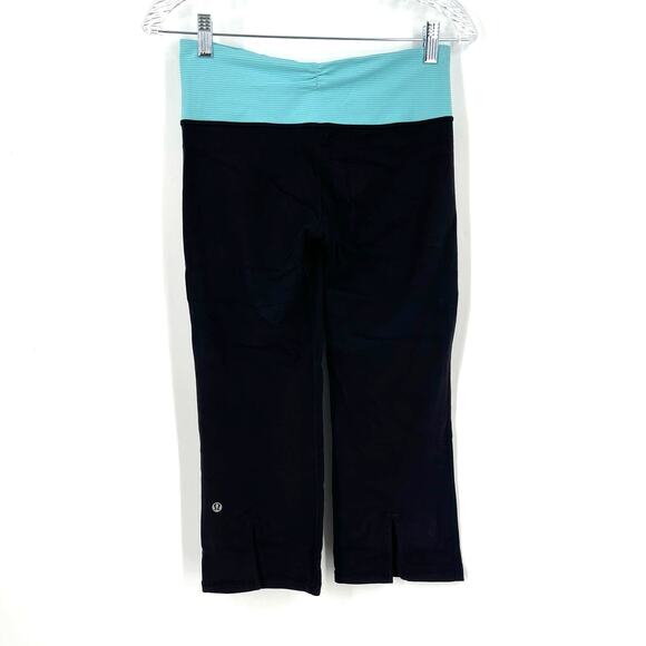 Lululemon Gather and Crow Crop Pant Black and Blue Size 6 - Picture 2 of 5